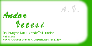 andor vetesi business card